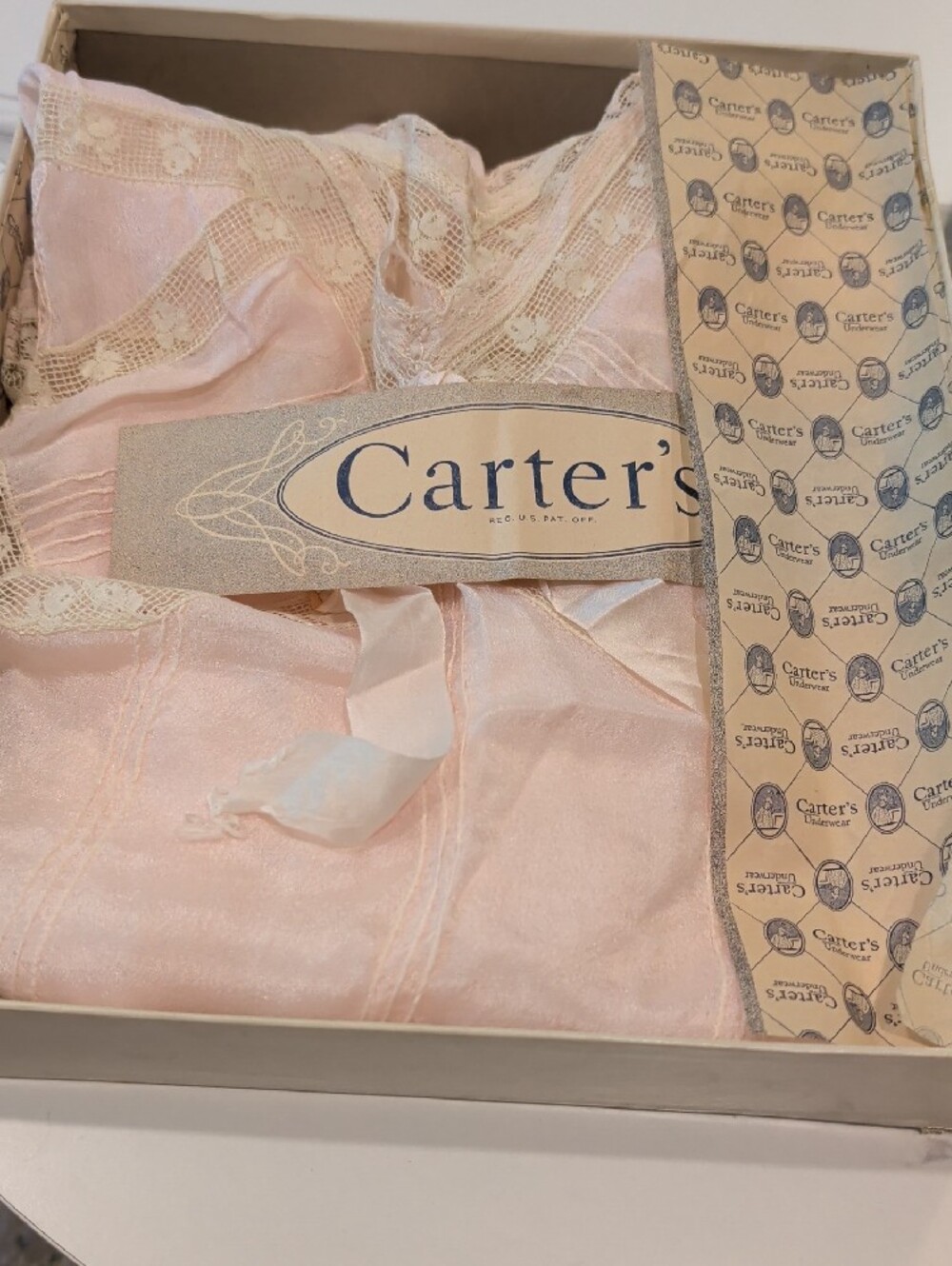 VINTAGE Size 20 - 1X Stunning Carter's Pale Pink Lace-Trim Sleep Chemise - Picture 12 of 16